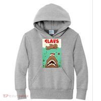 Funny Christmas Santa Claus Shark Attack Gingerbread Man Kids Hoodie thumb 0