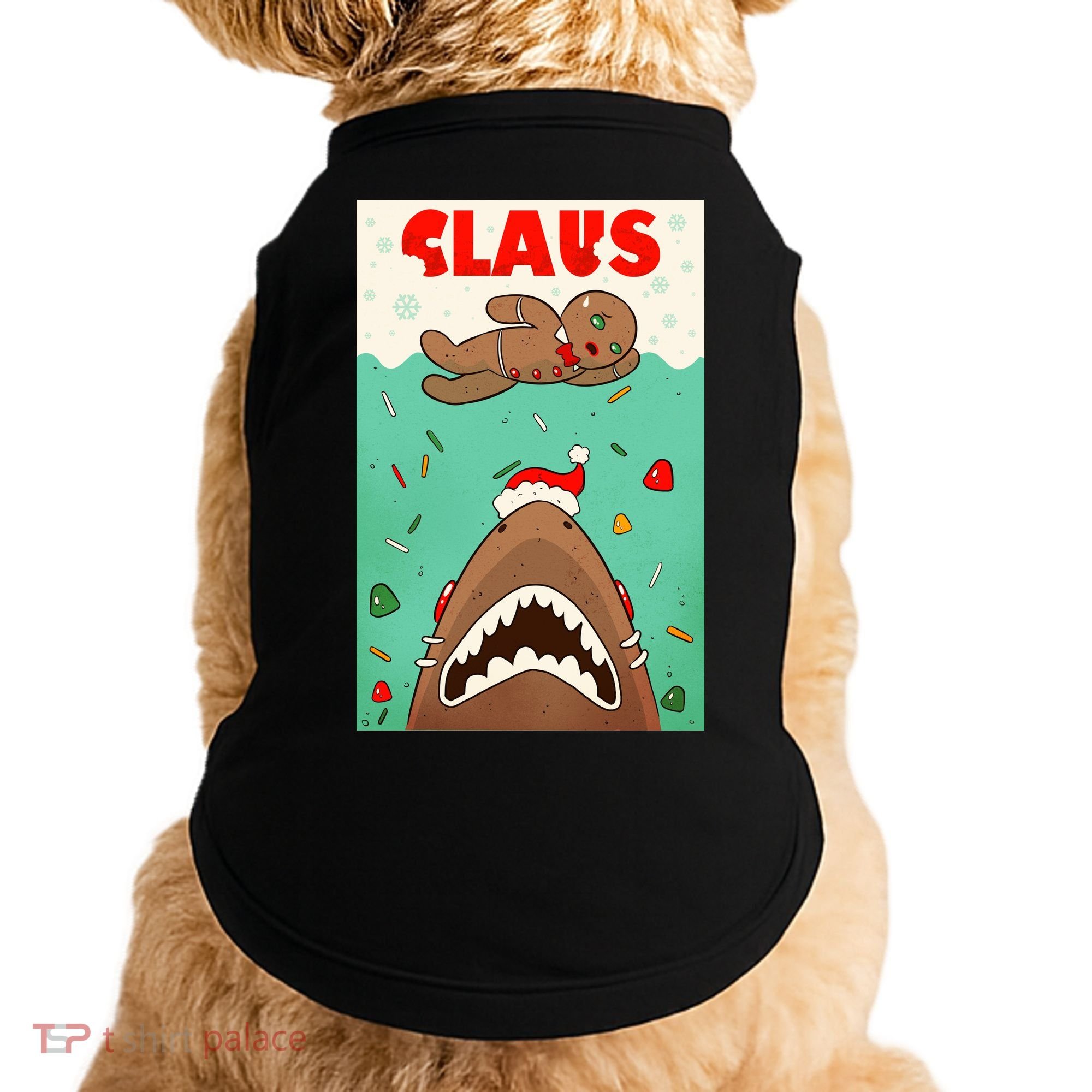 Funny Christmas Santa Claus Shark Attack Gingerbread Man Doggie Tank