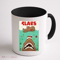 Funny Christmas Santa Claus Shark Attack Gingerbread Man Coffee Mug thumb 1