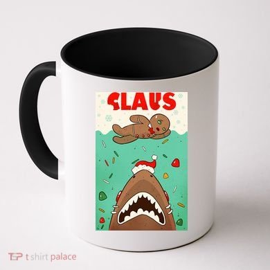 Funny Christmas Santa Claus Shark Attack Gingerbread Man Coffee Mug