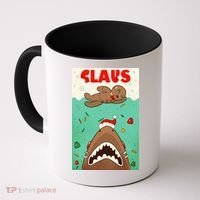 Funny Christmas Santa Claus Shark Attack Gingerbread Man Coffee Mug thumb 0