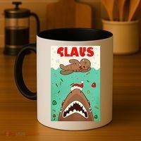 Funny Christmas Santa Claus Shark Attack Gingerbread Man Coffee Mug thumb 4