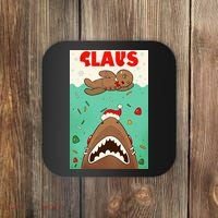 Funny Christmas Santa Claus Shark Attack Gingerbread Man Coaster thumb 0
