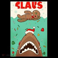 Funny Christmas Santa Claus Shark Attack Gingerbread Man Women's Hoodie thumb 2
