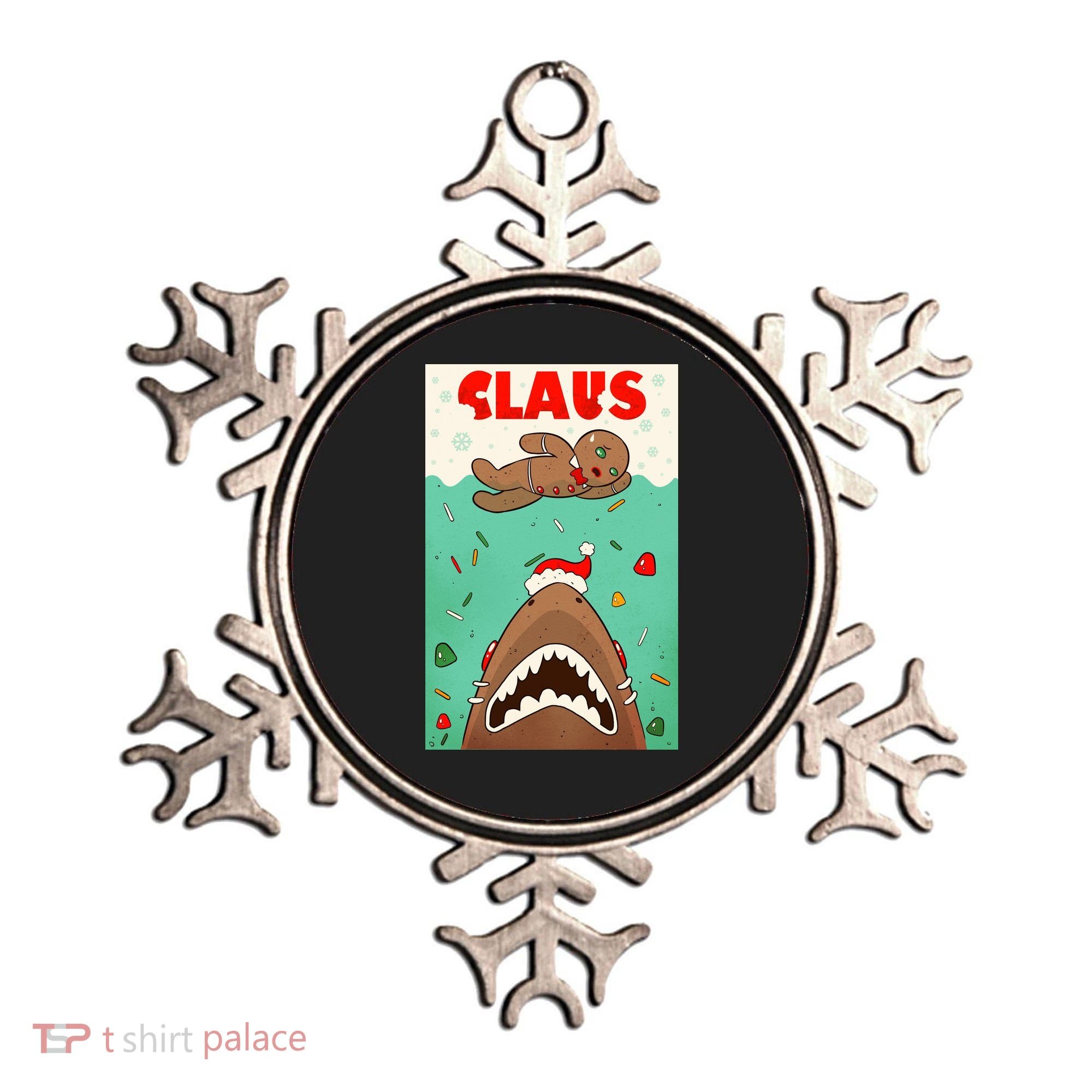 Funny Christmas Santa Claus Shark Attack Gingerbread Man Ornament