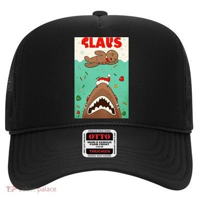 Funny Christmas Santa Claus Shark Attack Gingerbread Man Hat