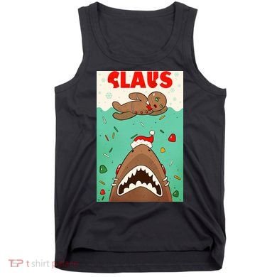 Funny Christmas Santa Claus Shark Attack Gingerbread Man Tank Top