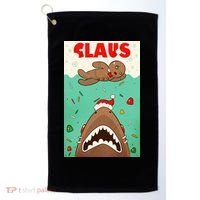 Funny Christmas Santa Claus Shark Attack Gingerbread Man Golf Towel thumb 0