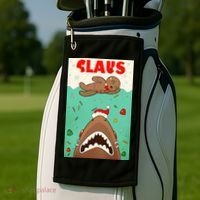 Funny Christmas Santa Claus Shark Attack Gingerbread Man Golf Towel thumb 2