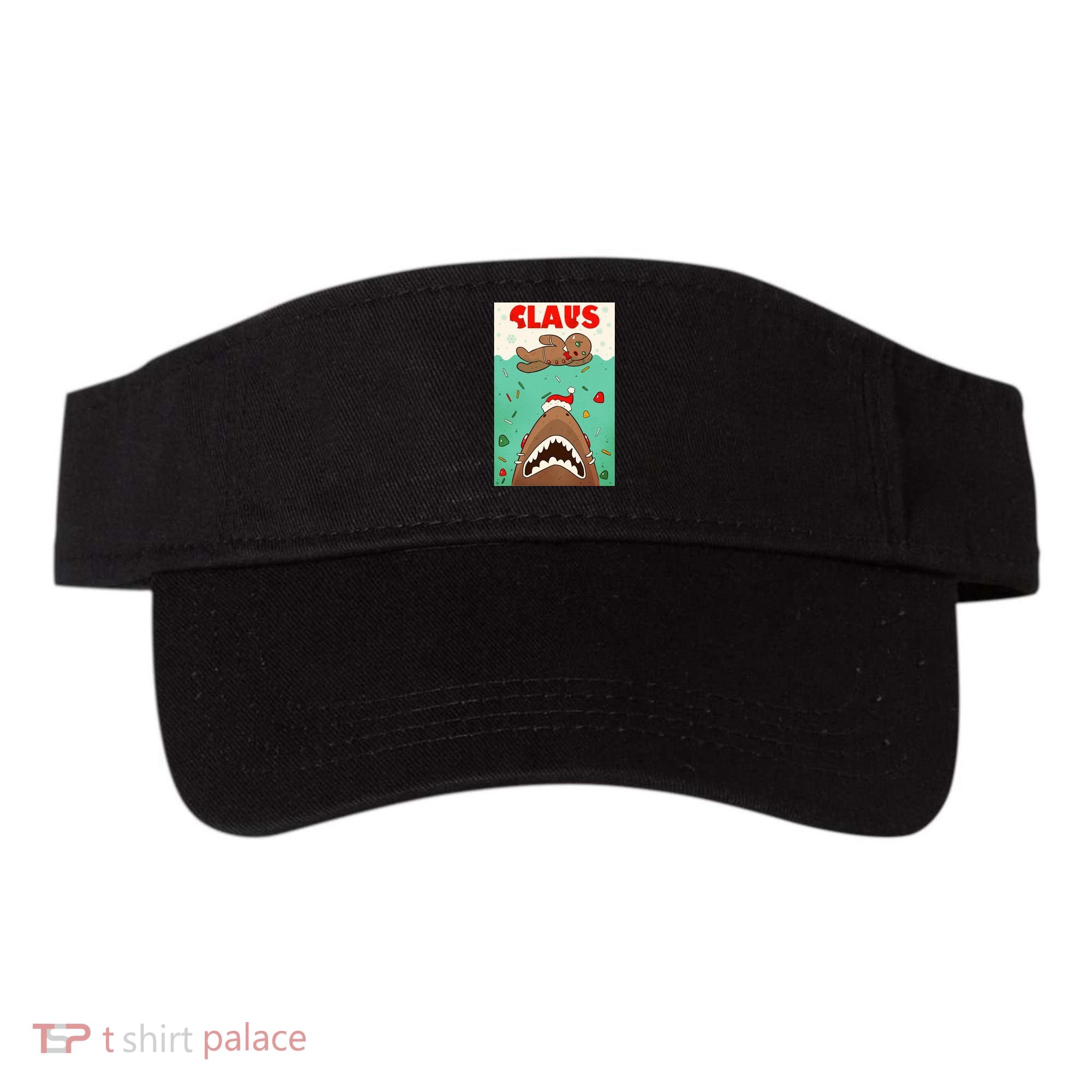 Funny Christmas Santa Claus Shark Attack Gingerbread Man Visor