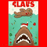 Funny Christmas Santa Claus Shark Attack Gingerbread Man Santa Hat thumb 1