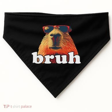 Funny Capybara Sunglasses Bruh USA-Made Doggie Bandana