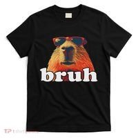 Funny Capybara Sunglasses Bruh T-Shirt thumb 0