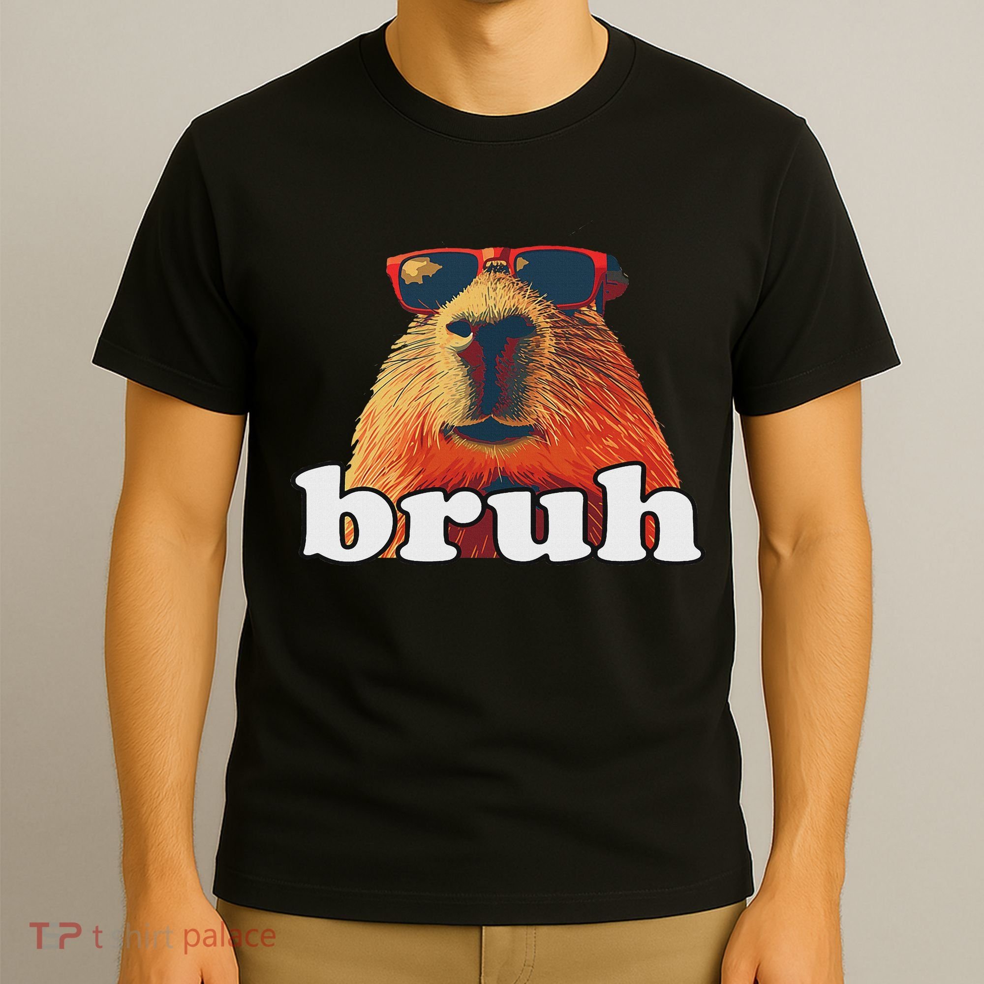 Funny Capybara Sunglasses Bruh T-Shirt