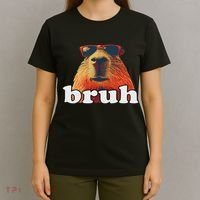 Funny Capybara Sunglasses Bruh T-Shirt thumb 4