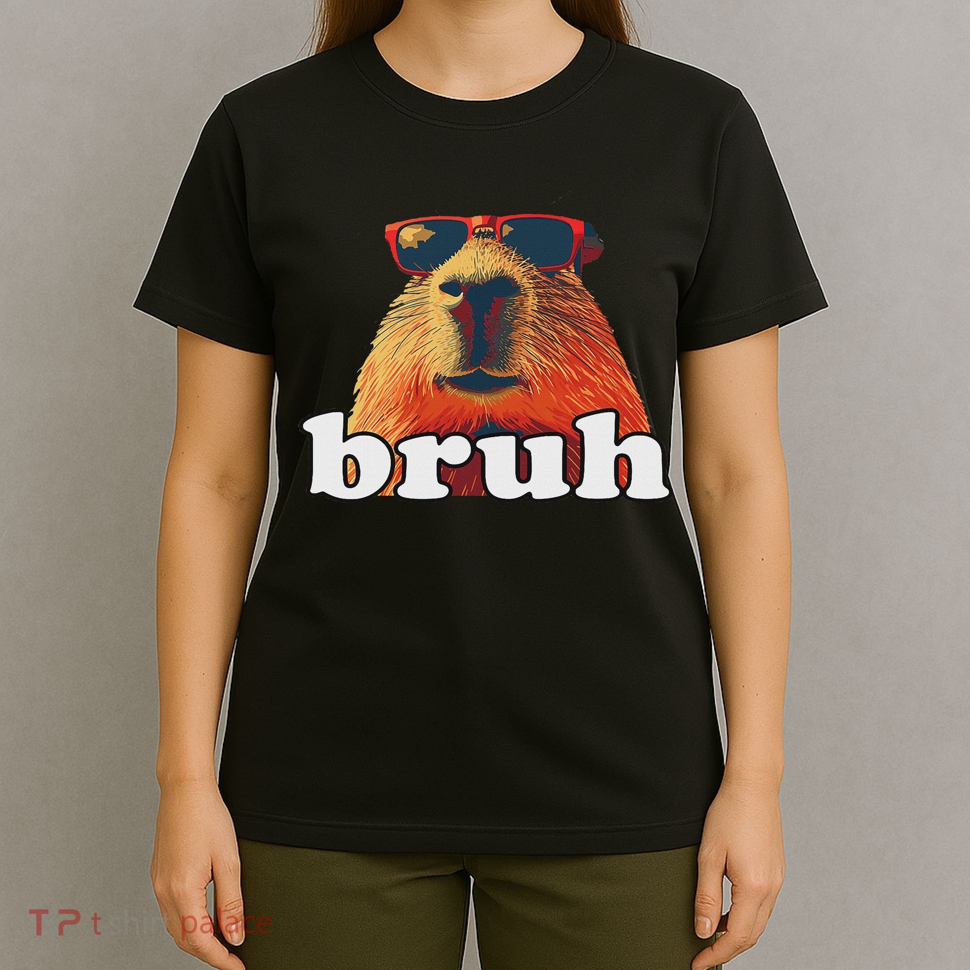 Funny Capybara Sunglasses Bruh T-Shirt