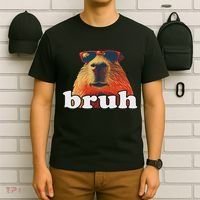Funny Capybara Sunglasses Bruh T-Shirt thumb 6