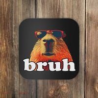 Funny Capybara Sunglasses Bruh Coaster thumb 0