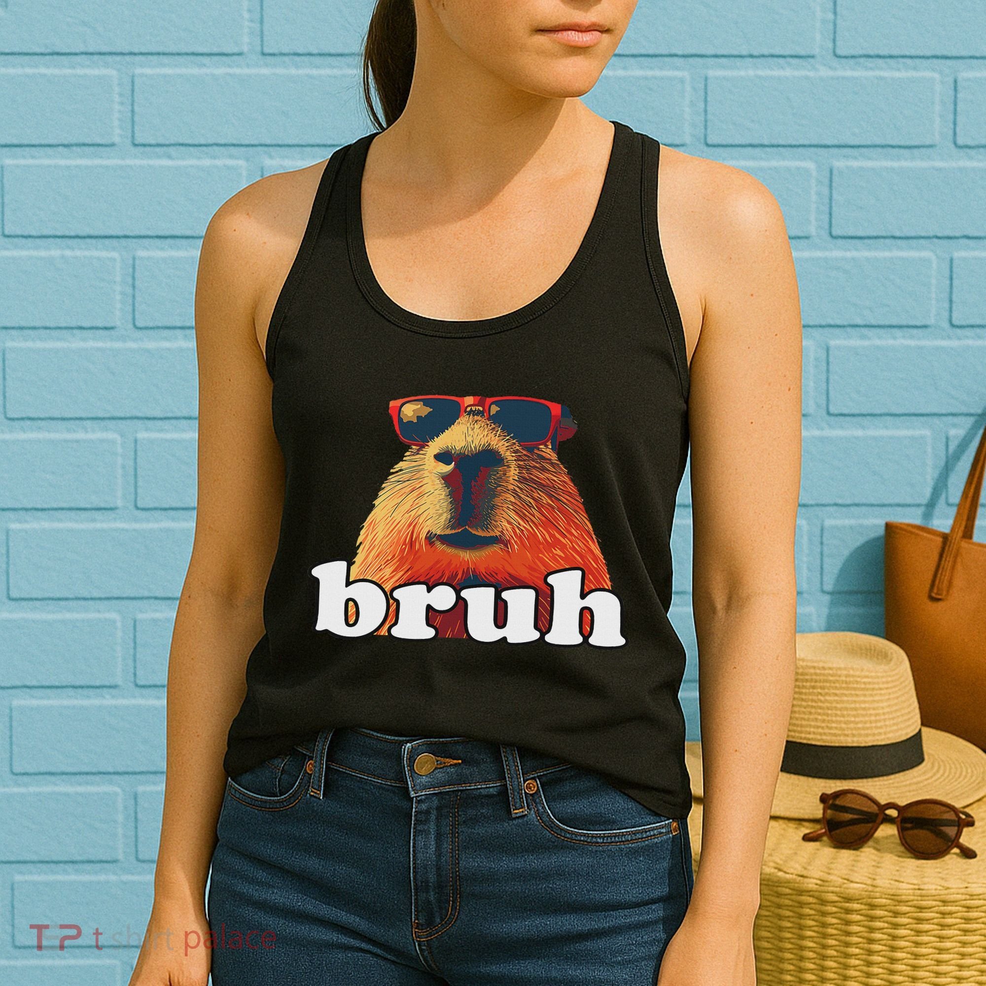 Funny Capybara Sunglasses Bruh Women's Tank Top