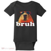 Funny Capybara Sunglasses Bruh Baby Bodysuit thumb 0