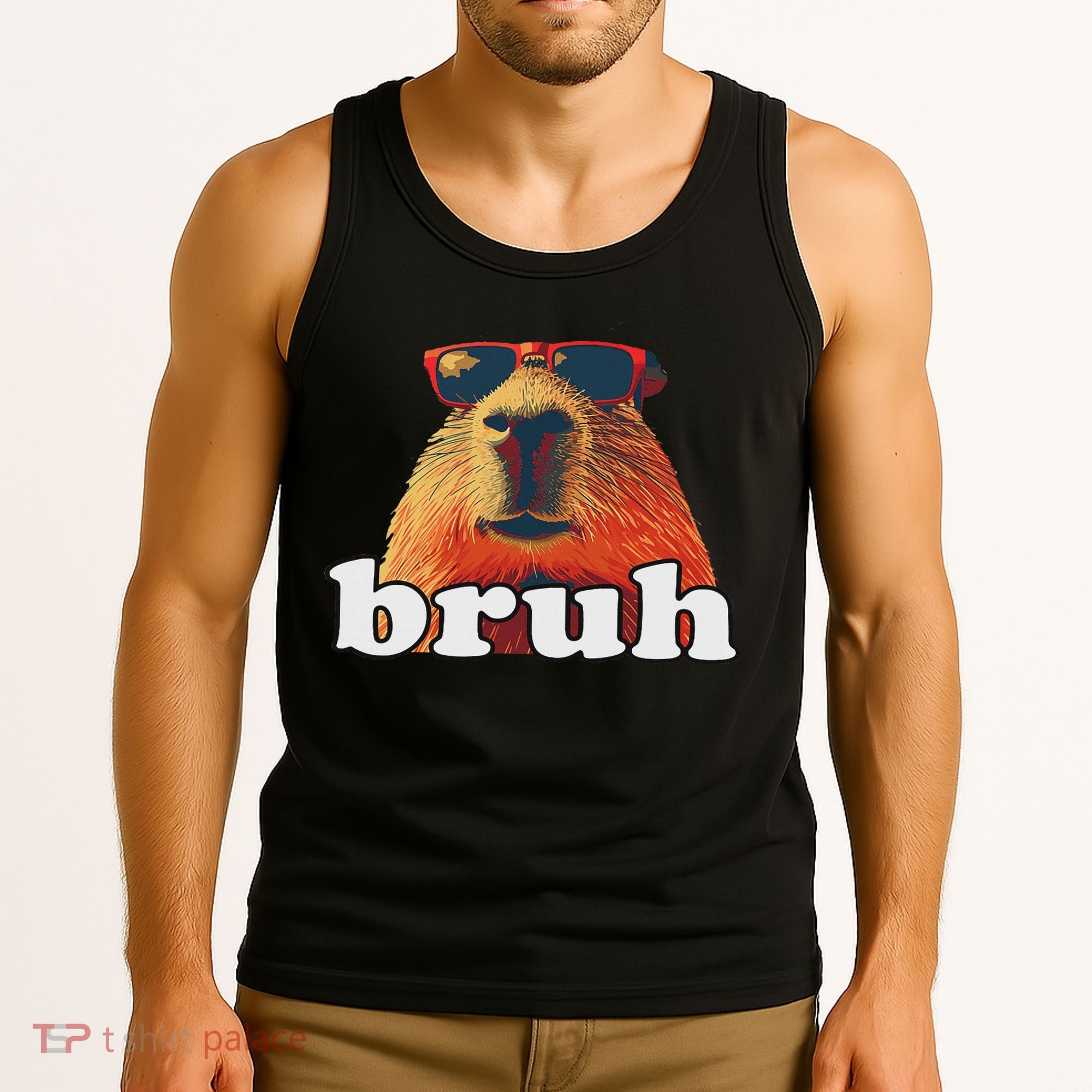 Funny Capybara Sunglasses Bruh Tank Top
