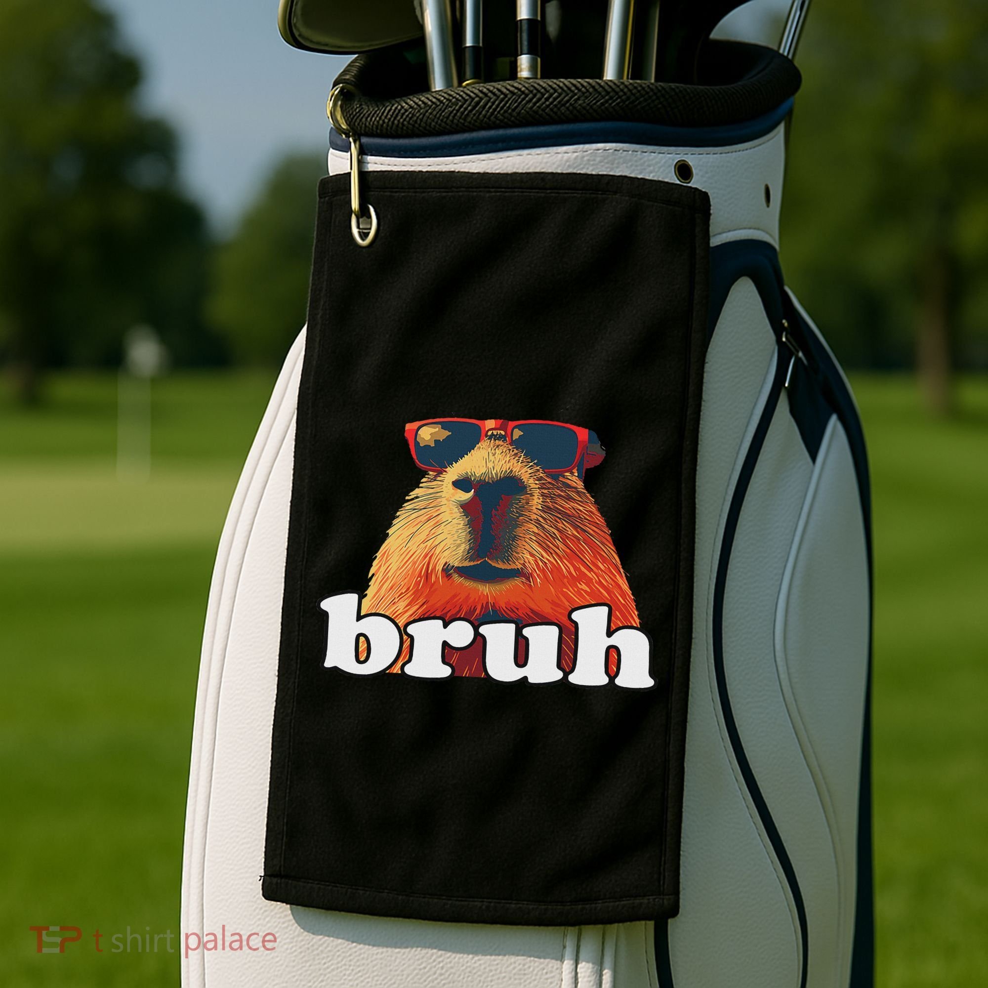 Funny Capybara Sunglasses Bruh Golf Towel