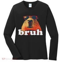 Funny Capybara Sunglasses Bruh Women's Long Sleeve Shirt thumb 0