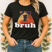 Funny Capybara Sunglasses Bruh Women's T-Shirt thumb 2