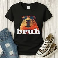 Funny Capybara Sunglasses Bruh Women's T-Shirt thumb 3