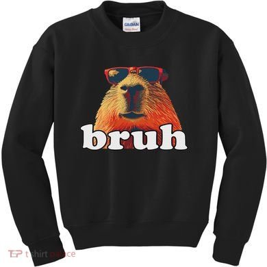 Funny Capybara Sunglasses Bruh Kids Sweatshirt