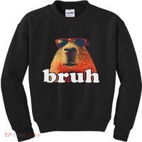 Funny Capybara Sunglasses Bruh Kids Sweatshirt thumb 0