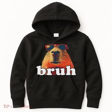 Funny Capybara Sunglasses Bruh Kids Hoodie