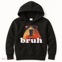 Funny Capybara Sunglasses Bruh Kids Hoodie thumb 0