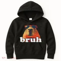 Funny Capybara Sunglasses Bruh Kids Hoodie thumb 0