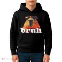 Funny Capybara Sunglasses Bruh Kids Hoodie thumb 4