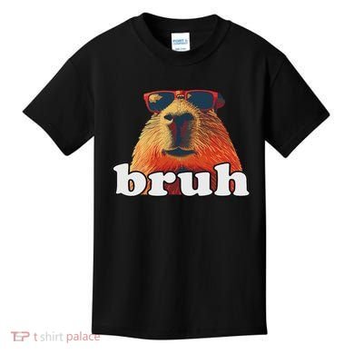 Funny Capybara Sunglasses Bruh Kids T-Shirt