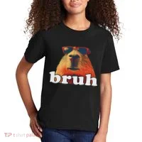 Funny Capybara Sunglasses Bruh Kids T-Shirt thumb 2