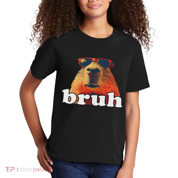 Funny Capybara Sunglasses Bruh Kids T-Shirt