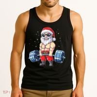 Fitness Christmas Santa Deadlift Gym Xmas  Tank Top thumb 3