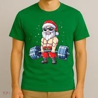 Fitness Christmas Santa Deadlift Gym Xmas  T-Shirt thumb 3