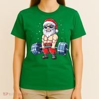 Fitness Christmas Santa Deadlift Gym Xmas  T-Shirt thumb 4