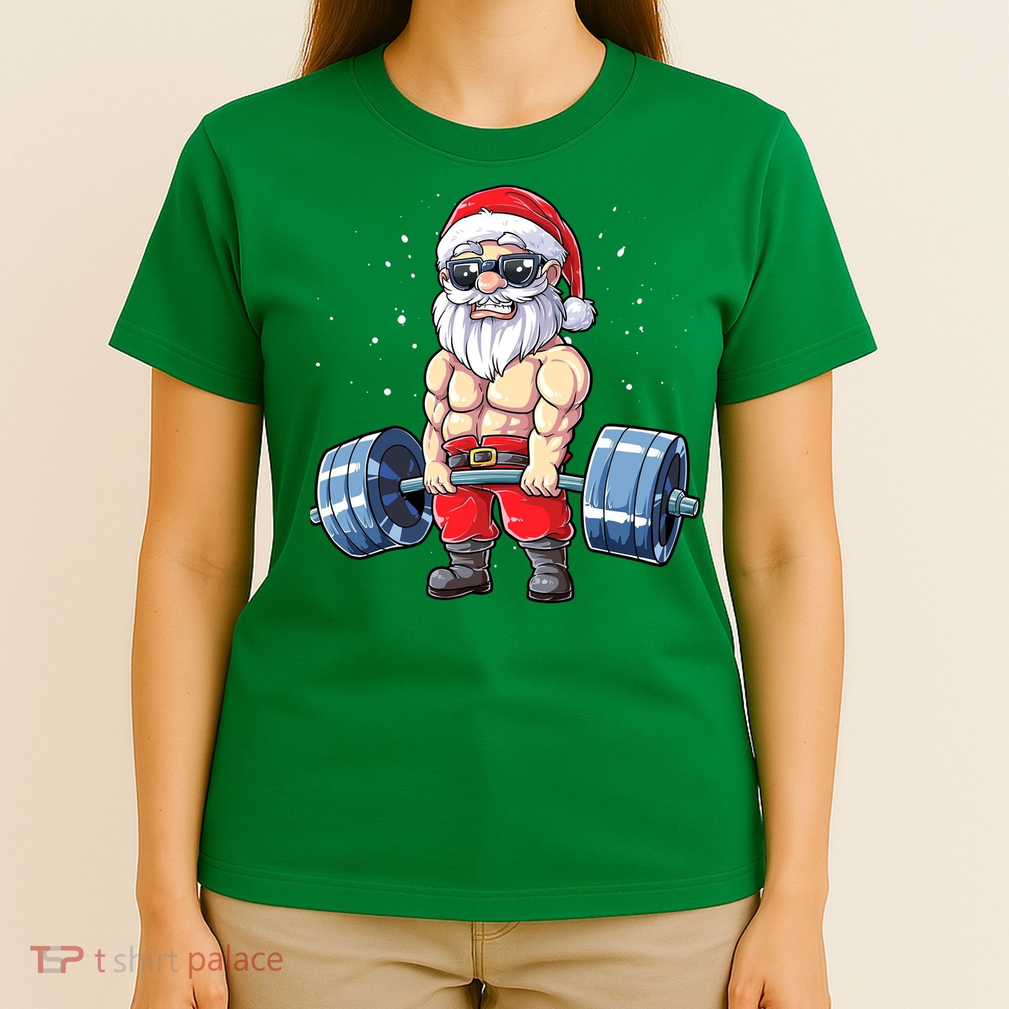 Fitness Christmas Santa Deadlift Gym Xmas  T-Shirt