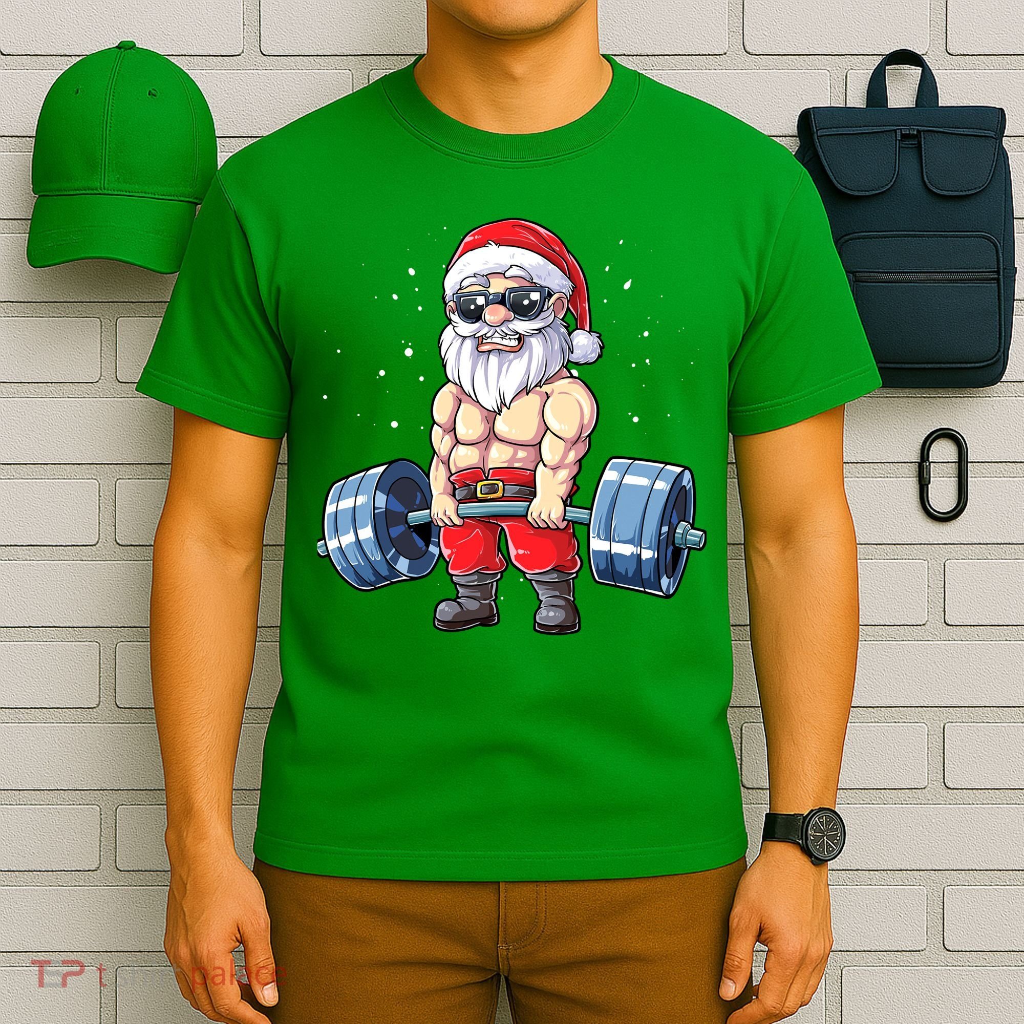 Fitness Christmas Santa Deadlift Gym Xmas  T-Shirt