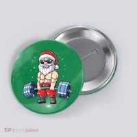 Fitness Christmas Santa Deadlift Gym Xmas  Button thumb 0