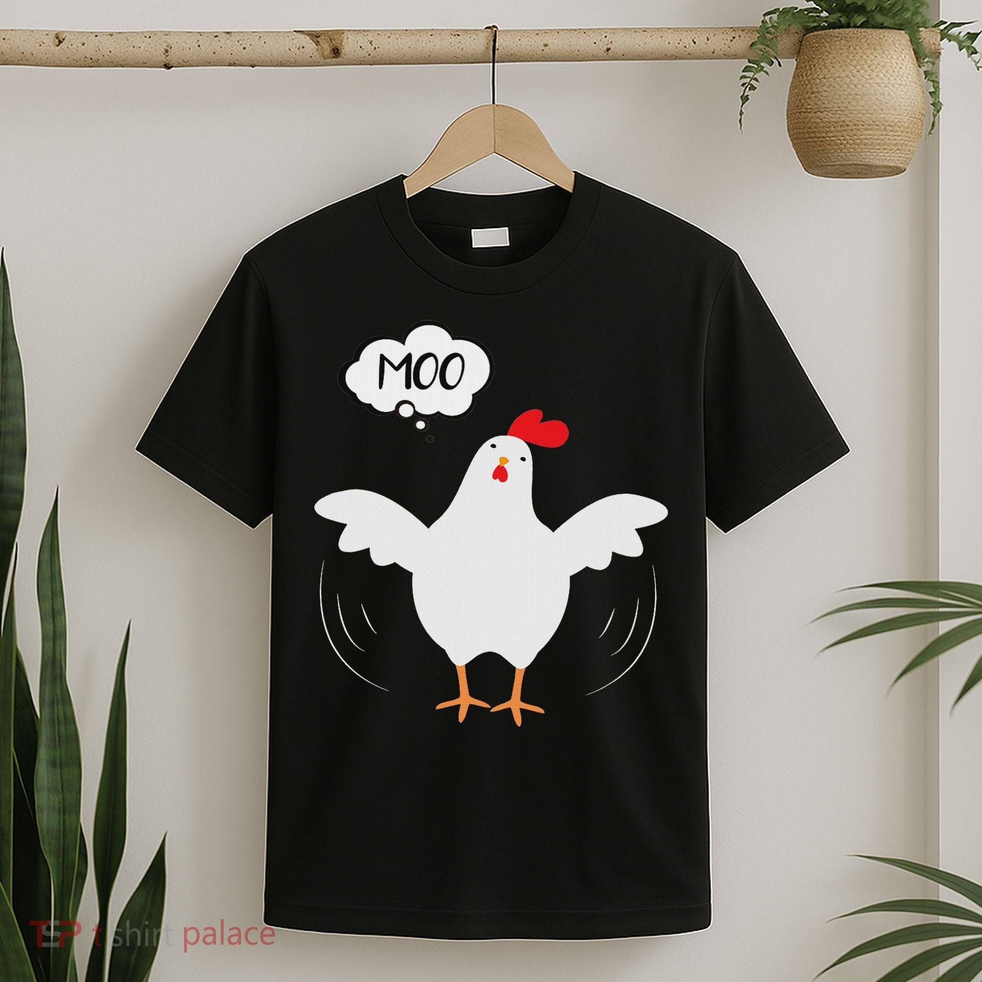 Funny Chicken Saying Moo But Guess What Chicken Moo T-Shirt