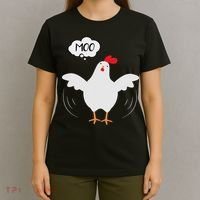 Funny Chicken Saying Moo But Guess What Chicken Moo T-Shirt thumb 4