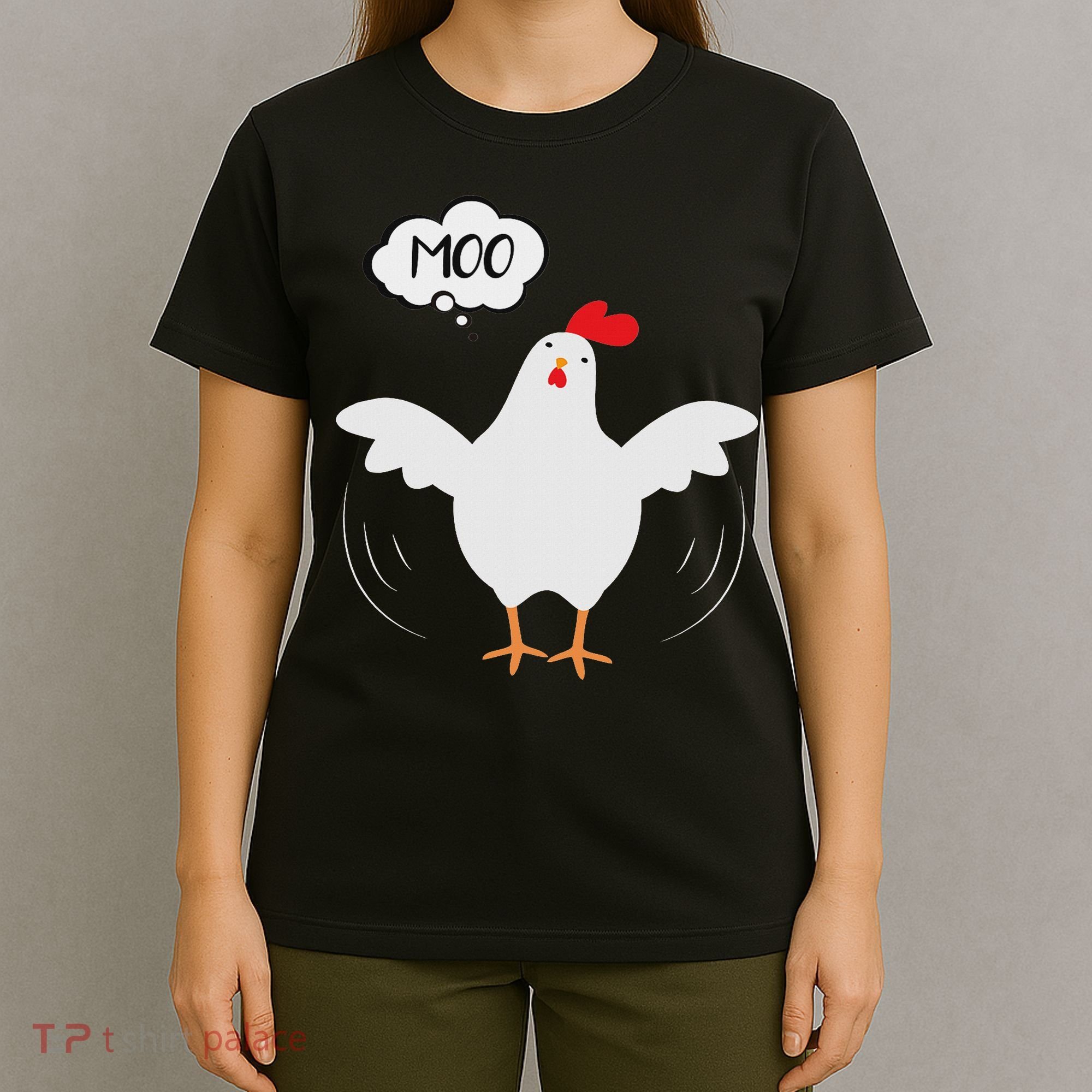 Funny Chicken Saying Moo But Guess What Chicken Moo T-Shirt
