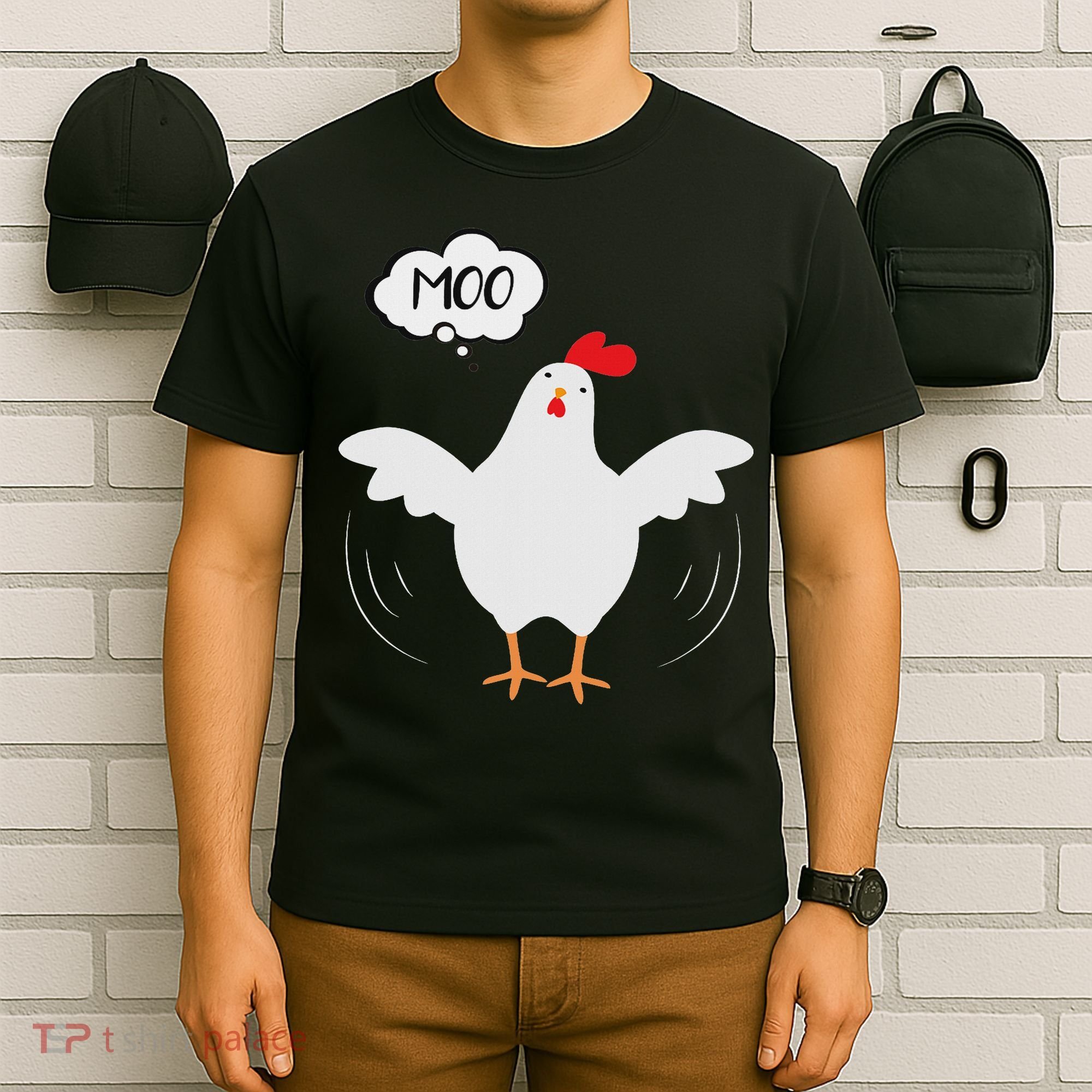 Funny Chicken Saying Moo But Guess What Chicken Moo T-Shirt