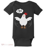 Funny Chicken Saying Moo But Guess What Chicken Moo Baby Bodysuit thumb 0