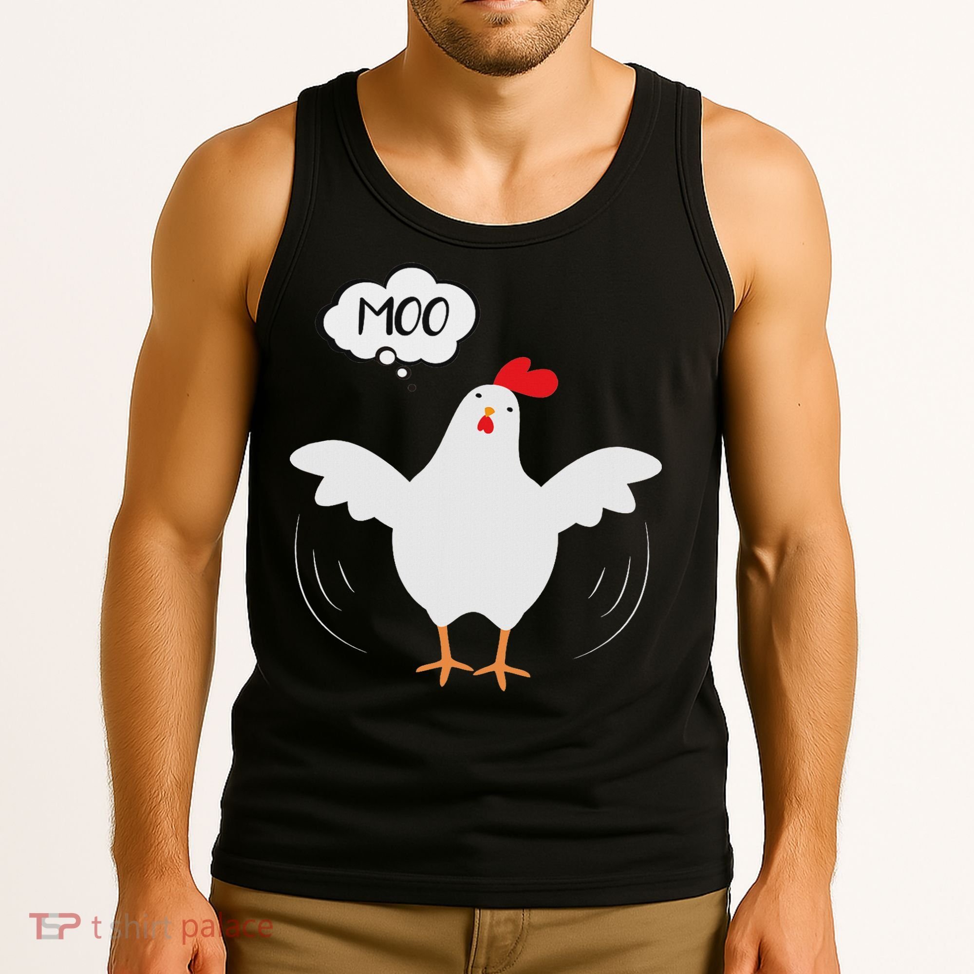 Funny Chicken Saying Moo But Guess What Chicken Moo Tank Top